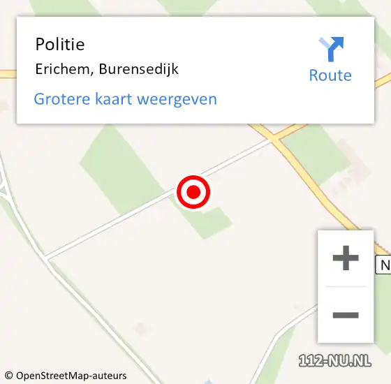 Locatie op kaart van de 112 melding: Politie Erichem, Burensedijk op 13 oktober 2022 11:25