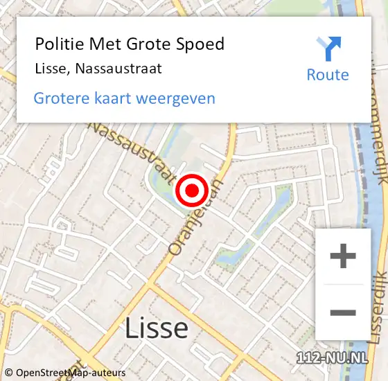 Locatie op kaart van de 112 melding: Politie Met Grote Spoed Naar Lisse, Nassaustraat op 13 oktober 2022 11:27