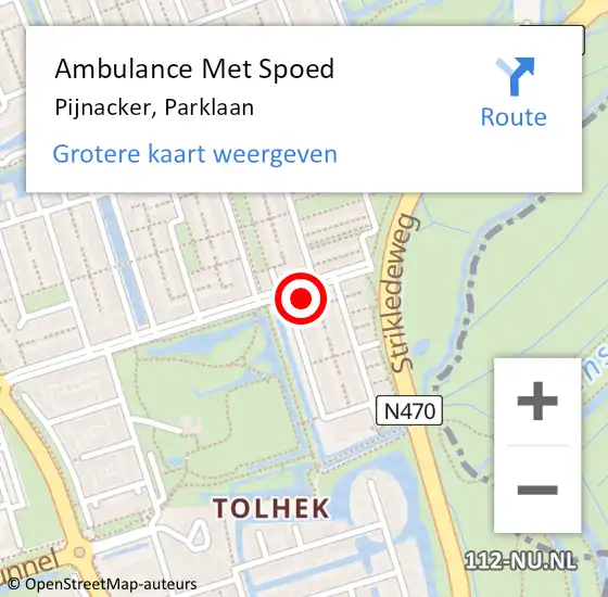 Locatie op kaart van de 112 melding: Ambulance Met Spoed Naar Pijnacker, Parklaan op 13 oktober 2022 11:30