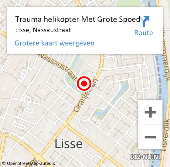 Locatie op kaart van de 112 melding: Trauma helikopter Met Grote Spoed Naar Lisse, Nassaustraat op 13 oktober 2022 11:30