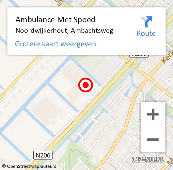 Locatie op kaart van de 112 melding: Ambulance Met Spoed Naar Noordwijkerhout, Ambachtsweg op 13 oktober 2022 11:33