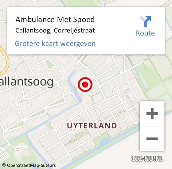 Locatie op kaart van de 112 melding: Ambulance Met Spoed Naar Callantsoog, Correljéstraat op 13 oktober 2022 11:45