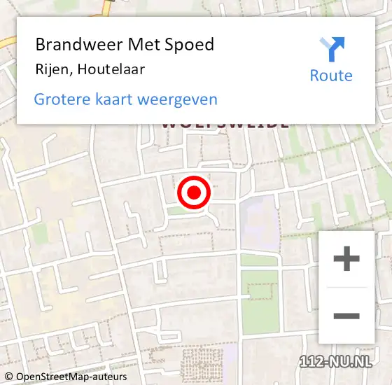 Locatie op kaart van de 112 melding: Brandweer Met Spoed Naar Rijen, Houtelaar op 13 oktober 2022 12:01