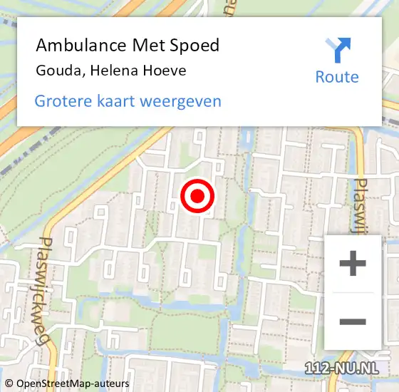 Locatie op kaart van de 112 melding: Ambulance Met Spoed Naar Gouda, Helena Hoeve op 13 oktober 2022 12:03