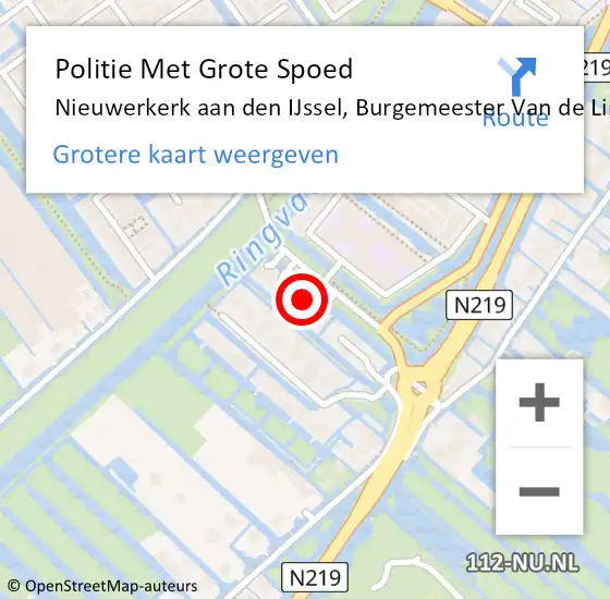 Locatie op kaart van de 112 melding: Politie Met Grote Spoed Naar Nieuwerkerk aan den IJssel, Burgemeester Van de Lindelaan op 13 oktober 2022 12:41