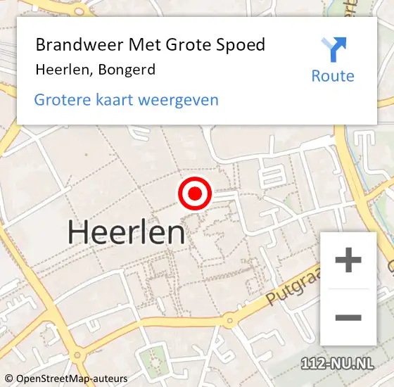 Locatie op kaart van de 112 melding: Brandweer Met Grote Spoed Naar Heerlen, Bongerd op 13 oktober 2022 12:52