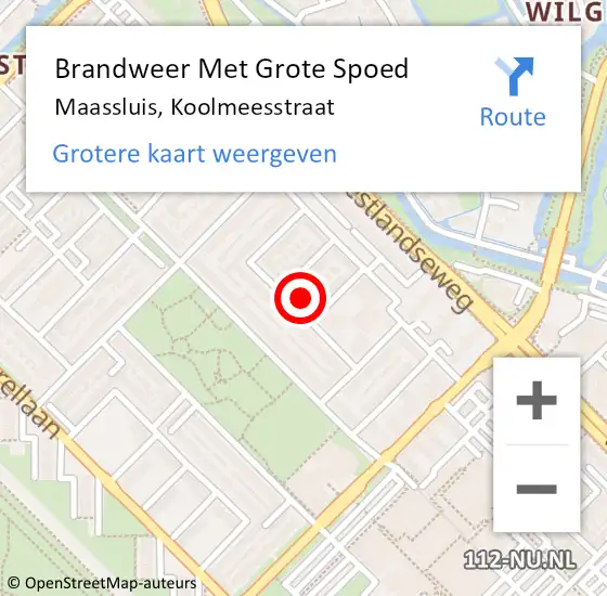 Locatie op kaart van de 112 melding: Brandweer Met Grote Spoed Naar Maassluis, Koolmeesstraat op 13 oktober 2022 13:03