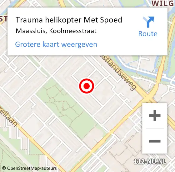 Locatie op kaart van de 112 melding: Trauma helikopter Met Spoed Naar Maassluis, Koolmeesstraat op 13 oktober 2022 13:05