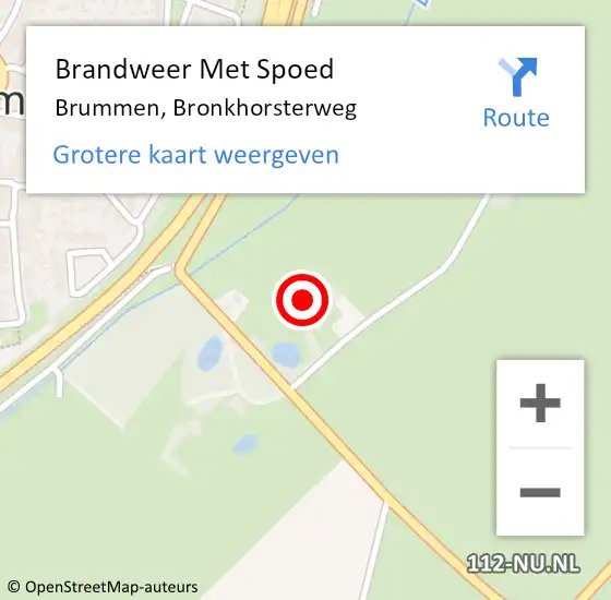 Locatie op kaart van de 112 melding: Brandweer Met Spoed Naar Brummen, Bronkhorsterweg op 13 oktober 2022 13:29