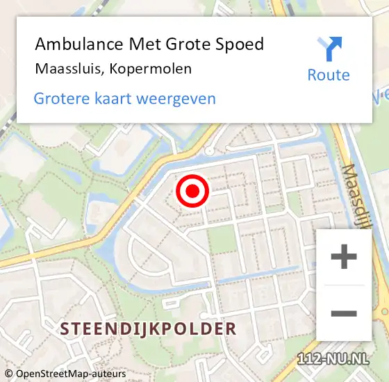 Locatie op kaart van de 112 melding: Ambulance Met Grote Spoed Naar Maassluis, Kopermolen op 13 oktober 2022 13:37