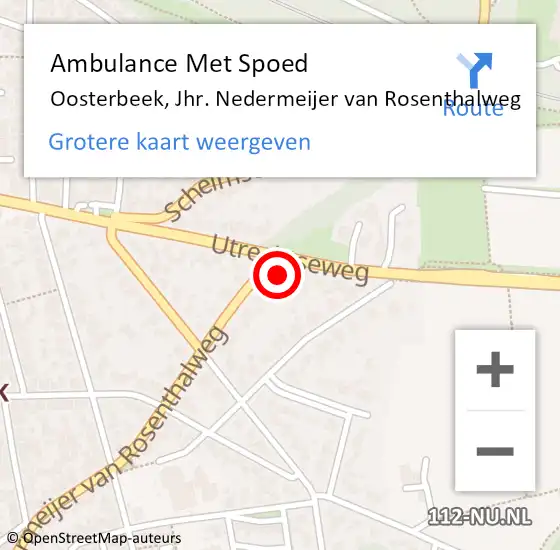 Locatie op kaart van de 112 melding: Ambulance Met Spoed Naar Oosterbeek, Jhr. Nedermeijer van Rosenthalweg op 13 oktober 2022 13:46