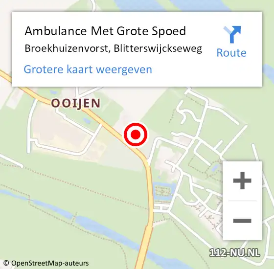 Locatie op kaart van de 112 melding: Ambulance Met Grote Spoed Naar Broekhuizenvorst, Blitterswijckseweg op 1 augustus 2014 12:10