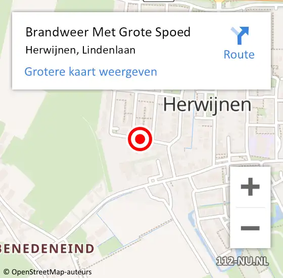 Locatie op kaart van de 112 melding: Brandweer Met Grote Spoed Naar Herwijnen, Lindenlaan op 13 oktober 2022 14:08