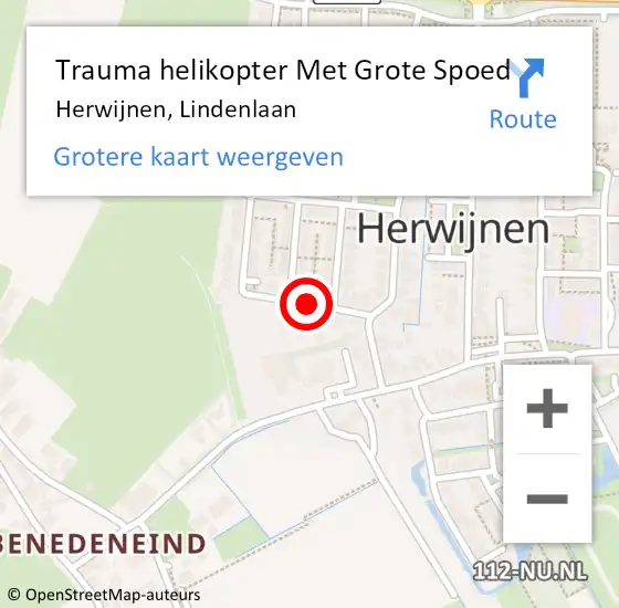Locatie op kaart van de 112 melding: Trauma helikopter Met Grote Spoed Naar Herwijnen, Lindenlaan op 13 oktober 2022 14:15