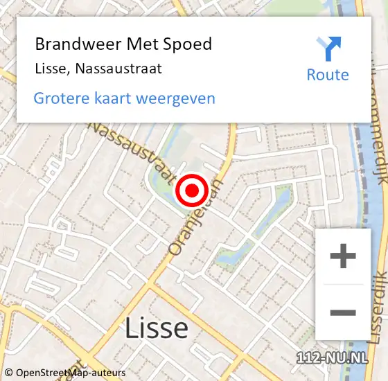 Locatie op kaart van de 112 melding: Brandweer Met Spoed Naar Lisse, Nassaustraat op 13 oktober 2022 14:17