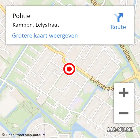 Locatie op kaart van de 112 melding: Politie Kampen, Lelystraat op 13 oktober 2022 14:19