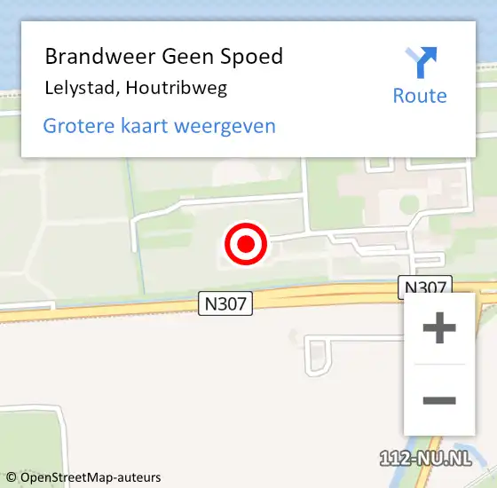 Locatie op kaart van de 112 melding: Brandweer Geen Spoed Naar Lelystad, Houtribweg op 13 oktober 2022 14:20