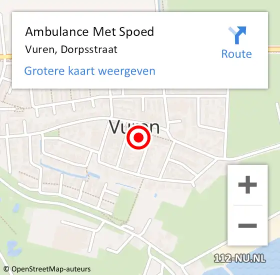 Locatie op kaart van de 112 melding: Ambulance Met Spoed Naar Vuren, Dorpsstraat op 13 oktober 2022 14:34