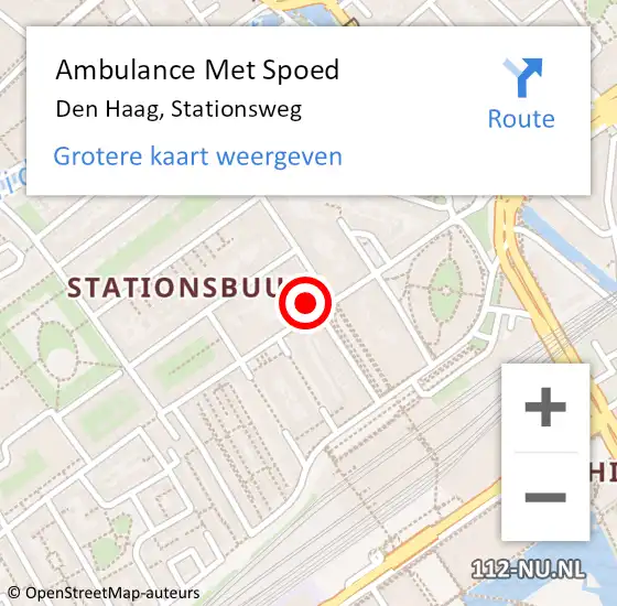 Locatie op kaart van de 112 melding: Ambulance Met Spoed Naar Den Haag, Stationsweg op 13 oktober 2022 15:06