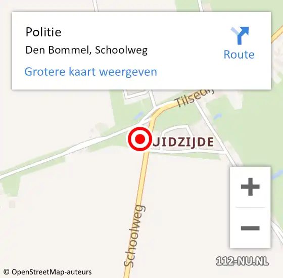 Locatie op kaart van de 112 melding: Politie Den Bommel, Schoolweg op 13 oktober 2022 15:13