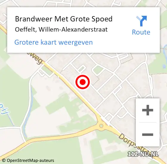 Locatie op kaart van de 112 melding: Brandweer Met Grote Spoed Naar Oeffelt, Willem-Alexanderstraat op 13 oktober 2022 15:17