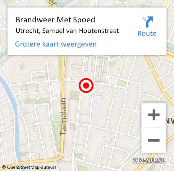 Locatie op kaart van de 112 melding: Brandweer Met Spoed Naar Utrecht, Samuel van Houtenstraat op 13 oktober 2022 15:53