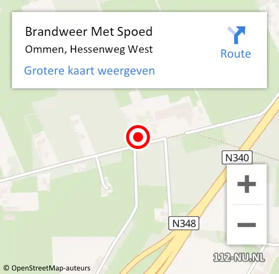 Locatie op kaart van de 112 melding: Brandweer Met Spoed Naar Ommen, Hessenweg West op 13 oktober 2022 15:59