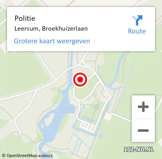 Locatie op kaart van de 112 melding: Politie Leersum, Broekhuizerlaan op 13 oktober 2022 16:06