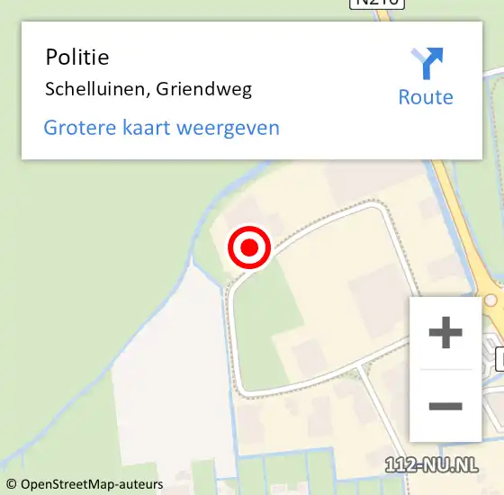 Locatie op kaart van de 112 melding: Politie Schelluinen, Griendweg op 13 oktober 2022 16:16