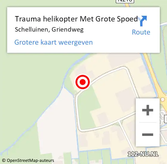 Locatie op kaart van de 112 melding: Trauma helikopter Met Grote Spoed Naar Schelluinen, Griendweg op 13 oktober 2022 16:18