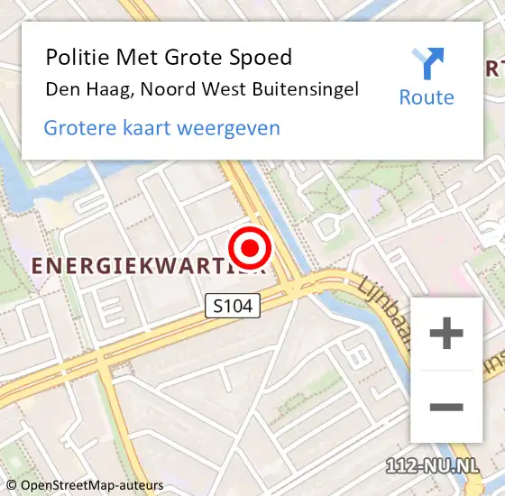 Locatie op kaart van de 112 melding: Politie Met Grote Spoed Naar Den Haag, Noord West Buitensingel op 13 oktober 2022 16:36