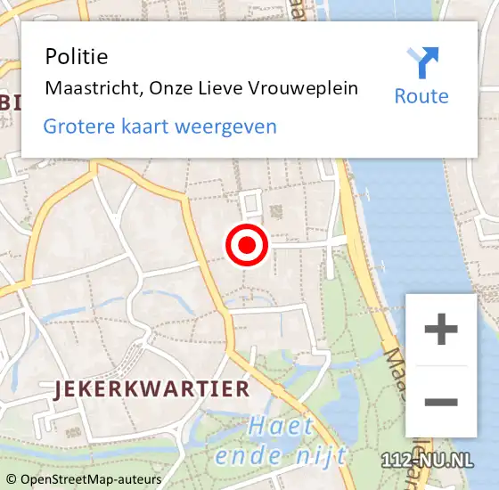 Locatie op kaart van de 112 melding: Politie Maastricht, Onze Lieve Vrouweplein op 13 oktober 2022 16:45