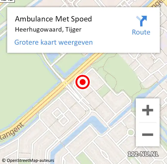 Locatie op kaart van de 112 melding: Ambulance Met Spoed Naar Heerhugowaard, Tijger op 13 oktober 2022 16:58