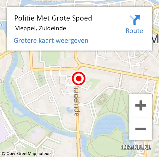 Locatie op kaart van de 112 melding: Politie Met Grote Spoed Naar Meppel, Zuideinde op 13 oktober 2022 17:05