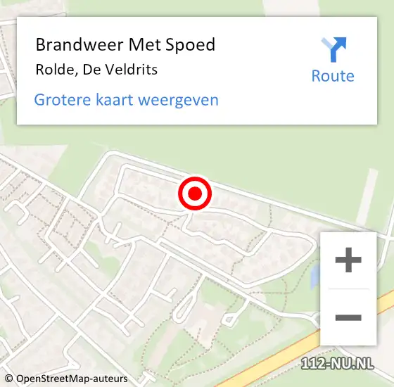 Locatie op kaart van de 112 melding: Brandweer Met Spoed Naar Rolde, De Veldrits op 13 oktober 2022 17:05