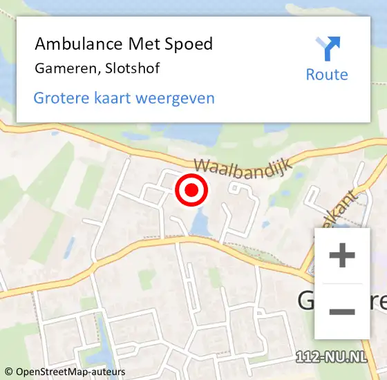Locatie op kaart van de 112 melding: Ambulance Met Spoed Naar Gameren, Slotshof op 13 oktober 2022 17:14