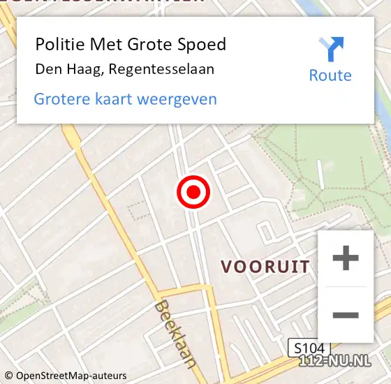 Locatie op kaart van de 112 melding: Politie Met Grote Spoed Naar Den Haag, Regentesselaan op 13 oktober 2022 17:27