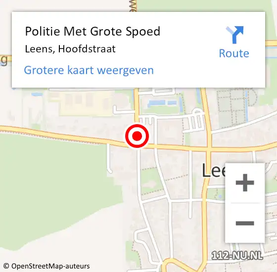 Locatie op kaart van de 112 melding: Politie Met Grote Spoed Naar Leens, Hoofdstraat op 13 oktober 2022 17:32