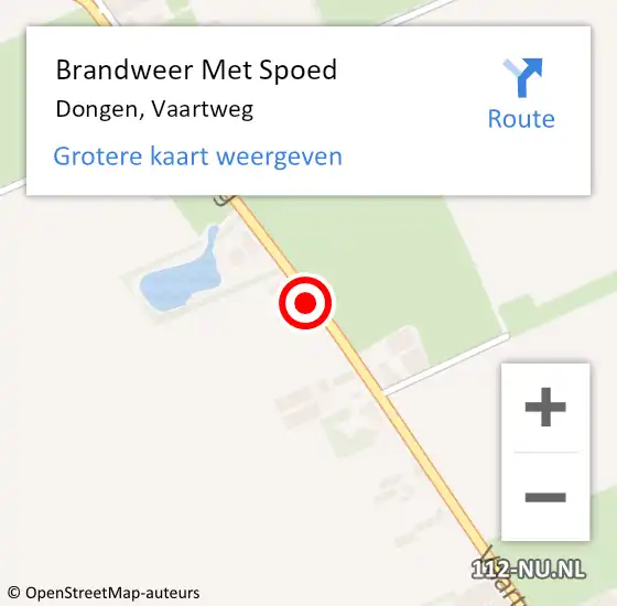 Locatie op kaart van de 112 melding: Brandweer Met Spoed Naar Dongen, Vaartweg op 1 augustus 2014 12:34