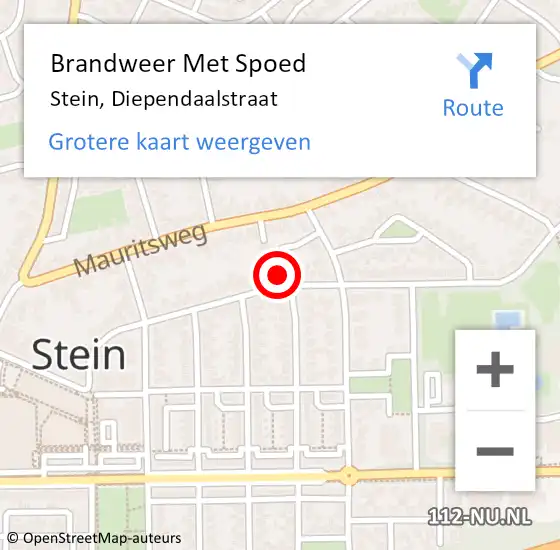 Locatie op kaart van de 112 melding: Brandweer Met Spoed Naar Stein, Diependaalstraat op 13 oktober 2022 17:48