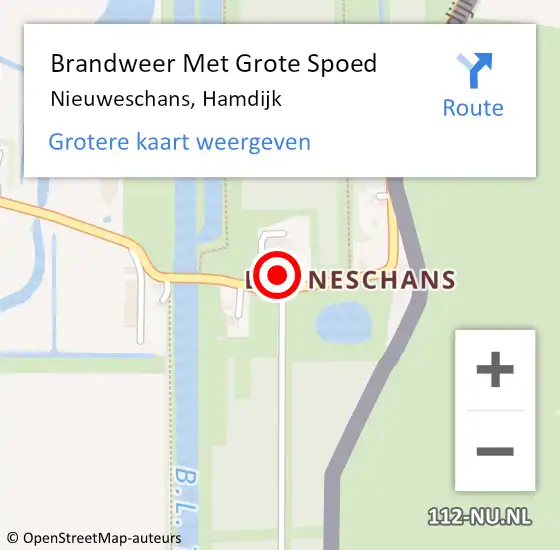Locatie op kaart van de 112 melding: Brandweer Met Grote Spoed Naar Nieuweschans, Hamdijk op 13 oktober 2022 17:49