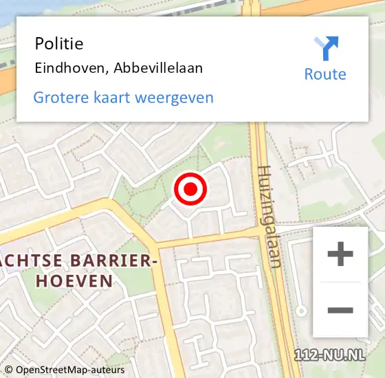 Locatie op kaart van de 112 melding: Politie Eindhoven, Abbevillelaan op 13 oktober 2022 17:53