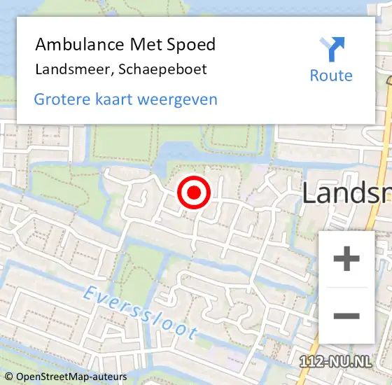 Locatie op kaart van de 112 melding: Ambulance Met Spoed Naar Landsmeer, Schaepeboet op 13 oktober 2022 17:54