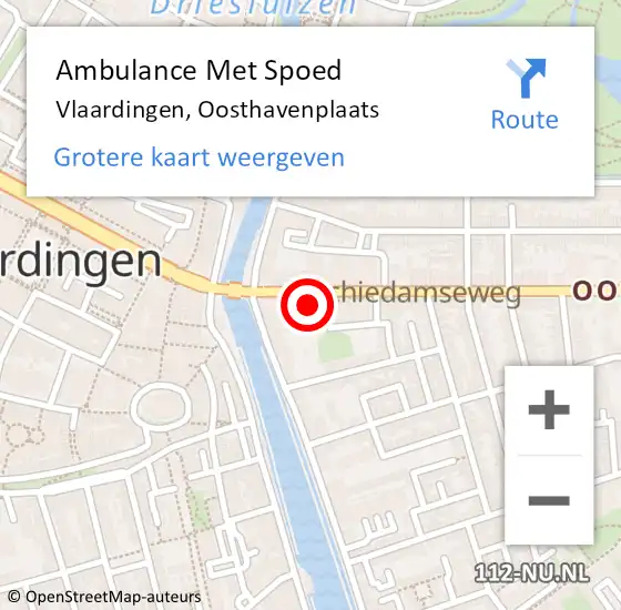 Locatie op kaart van de 112 melding: Ambulance Met Spoed Naar Vlaardingen, Oosthavenplaats op 13 oktober 2022 18:08