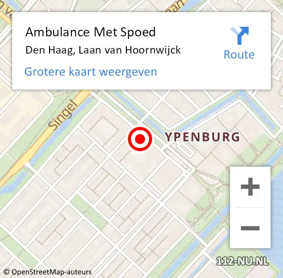 Locatie op kaart van de 112 melding: Ambulance Met Spoed Naar Den Haag, Laan van Hoornwijck op 13 oktober 2022 18:24