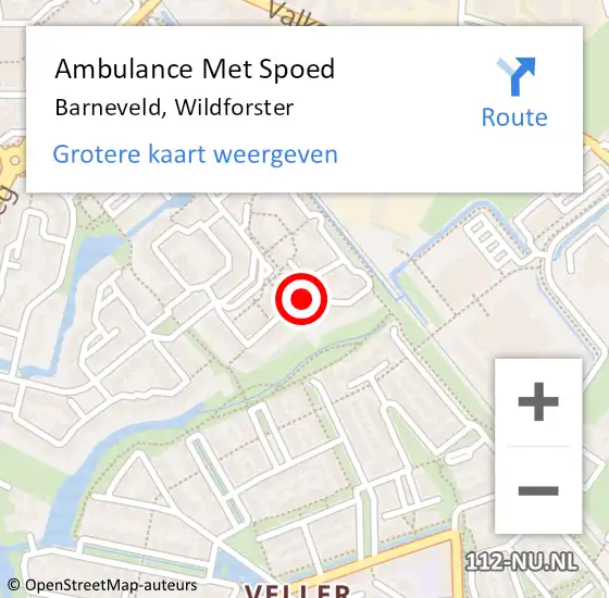 Locatie op kaart van de 112 melding: Ambulance Met Spoed Naar Barneveld, Wildforster op 13 oktober 2022 19:26