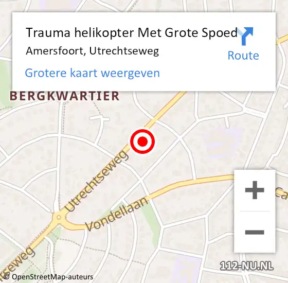 Locatie op kaart van de 112 melding: Trauma helikopter Met Grote Spoed Naar Amersfoort, Utrechtseweg op 13 oktober 2022 19:31