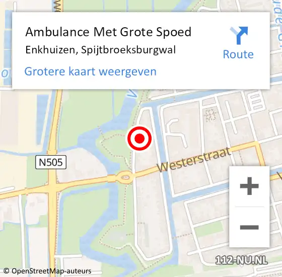 Locatie op kaart van de 112 melding: Ambulance Met Grote Spoed Naar Enkhuizen, Spijtbroeksburgwal op 13 oktober 2022 19:41