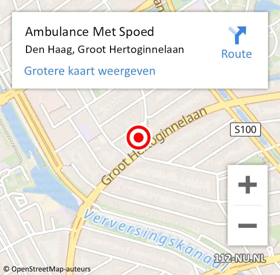 Locatie op kaart van de 112 melding: Ambulance Met Spoed Naar Den Haag, Groot Hertoginnelaan op 13 oktober 2022 20:06