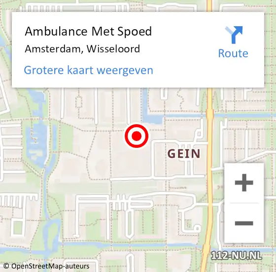 Locatie op kaart van de 112 melding: Ambulance Met Spoed Naar Amsterdam-Zuidoost, Wisseloord op 13 oktober 2022 20:36